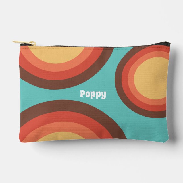 Modern Retro Bold Groovy Curves Personalised Accessory Pouch (Front)