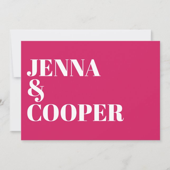 Modern Retro Bold Typography Magenta Wedding Invitation (Front)