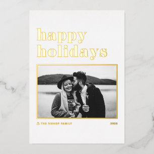Modern Retro Bold Typography Photo Happy Holidays