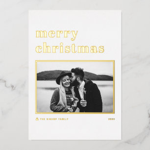 Modern Retro Bold Typography Photo Merry Christmas