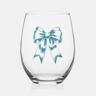Modern Retro Bow Green Stemless Wine Glass