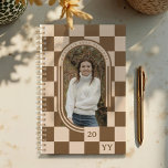 Modern Retro Brown Checker Pattern Arch Photo Planner<br><div class="desc">Add a touch of vintage charm to your everyday life with our Modern Retro Brown Checker Pattern Arch Photo Planner. Featuring a bold, eye-catching brown checker design paired with a sleek arch photo frame. Add your photo, name, and a custom monogram on the back for a truly one-of-a-kind planner. Whether...</div>