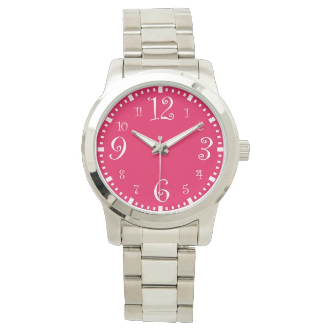 Modern Retro Chic Hot Pink Watch (Front)