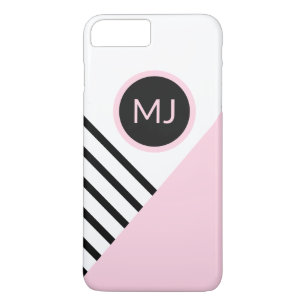 Modern Retro Chic Monogram Stripes and Colour Bloc Case-Mate iPhone Case