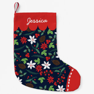 Modern Retro Chic Pattern Holidays Personalised Small Christmas Stocking
