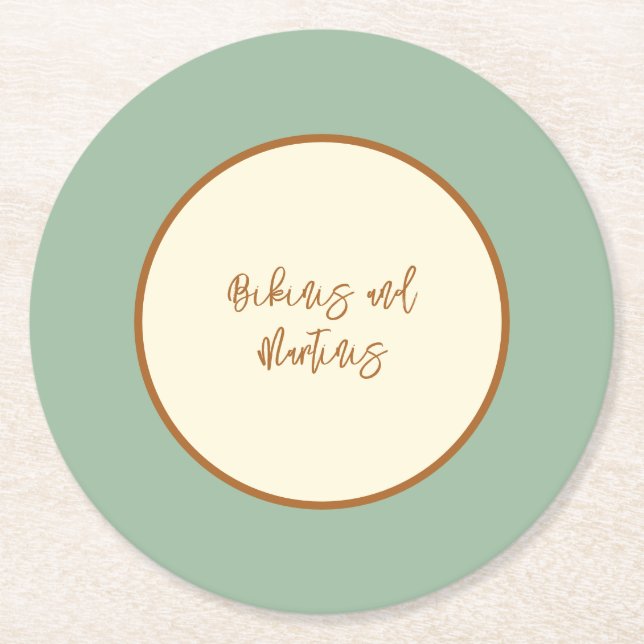 Modern Retro Chilli Lime Round Paper Coaster (Front)