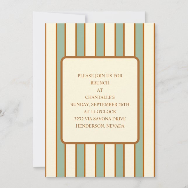 Modern Retro Chilli Lime Stripe Invitation (Front)