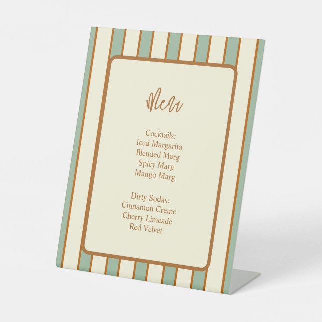Modern Retro Chilli Lime Stripe Pedestal Sign (Front)