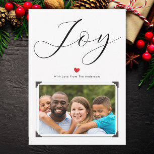 Modern Retro Christmas Joy Family Photo Holiday Card