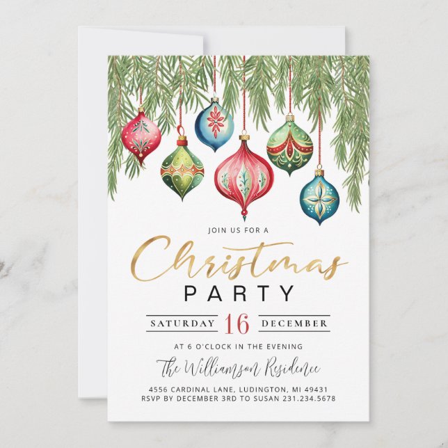 Modern Retro Christmas Party Invitation (Front)