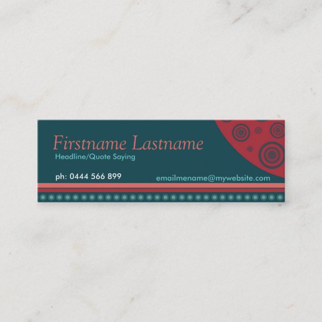 Modern Retro Circle Stripes Mini Business Cards (Front)