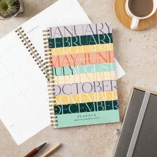 Modern Retro Colorblock Horizontal Stripe Monthly Planner