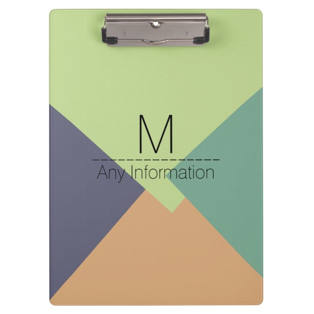 Modern Retro Colour Geometric Pattern Monogram #4 Clipboard (Front)