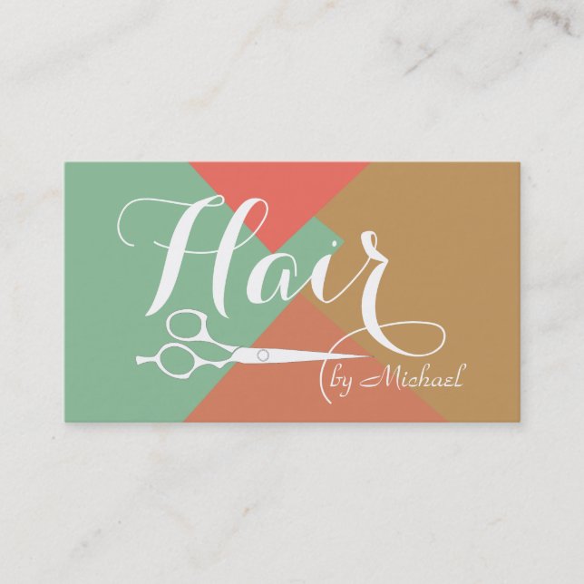 Modern Retro Colour Hair Stylist #8 Business Card (Front)