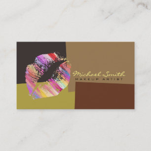 Modern Retro Colour Stylish Lips Makeup Artist #6 Business Card