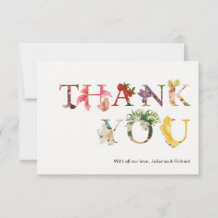 Modern Retro Colourful Floral Wedding Thank You