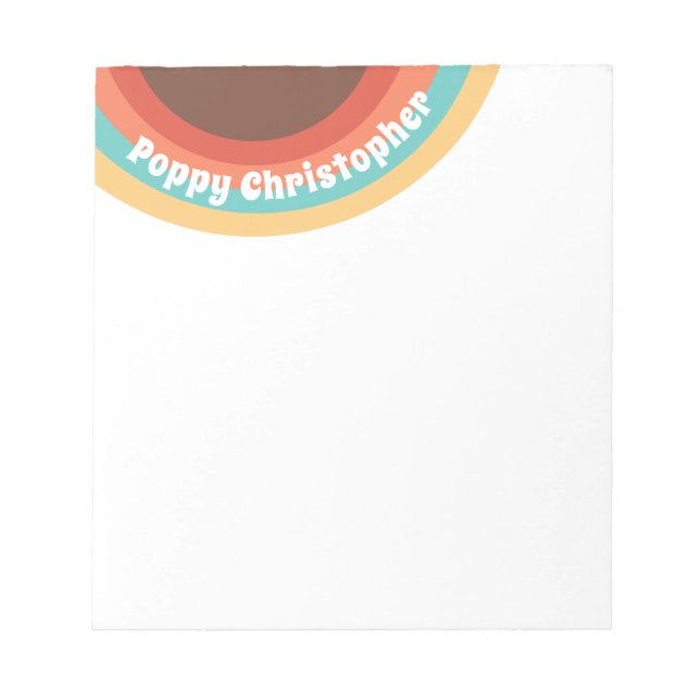 Modern Retro Colourful Groovy Curves Personalised Notepad (Front)