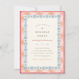 Modern Retro Colourful Holiday Christmas Invitation