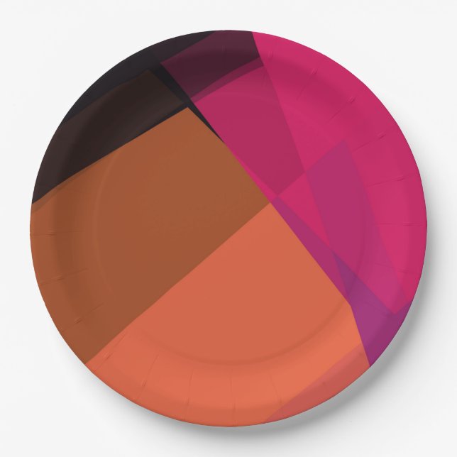Modern Retro Colours Geometric #19 Paper Plate (Front)