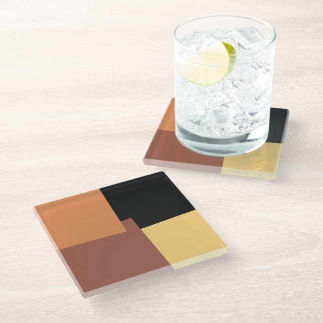 Modern Retro Colours Geometric #35 Glass Coaster (Angled)