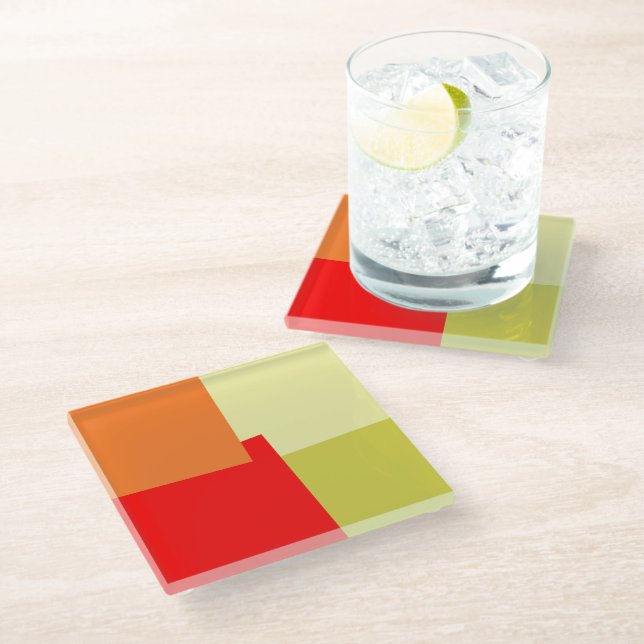 Modern Retro Colours Geometric #3 Glass Coaster (Angled)