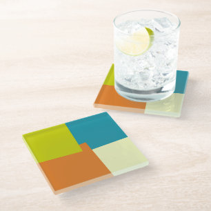 Modern Retro Colours Geometric #40 Glass Coaster