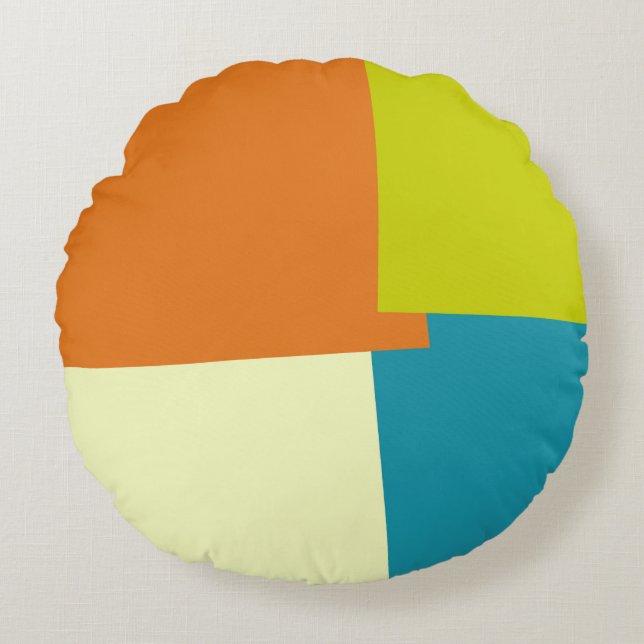 Modern Retro Colours Geometric Round Cushion (Front)