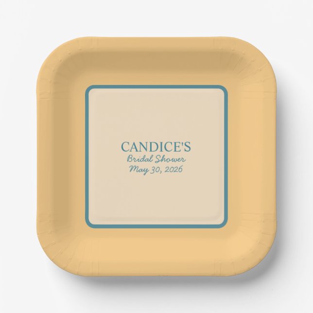 Modern Retro Coral and Green  Paper Plate (Front)