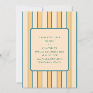 Modern Retro Coral and Green Stripe Invitation