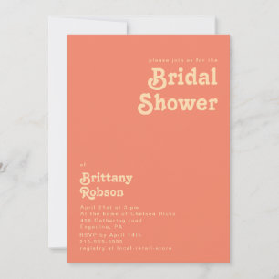 Modern Retro   Coral Bridal Shower Invitation