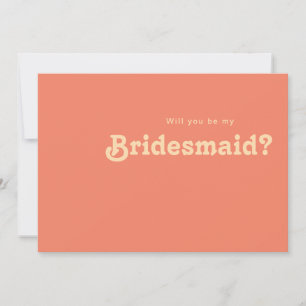Modern Retro   Coral Bridesmaid Proposal Card