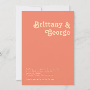 Modern Retro Coral Casual Wedding Invitation