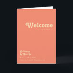 Modern Retro | Coral Folded Wedding Program Programme<br><div class="desc">This modern retro | coral folded wedding program is perfect for your simple vintage, colourful tropical boho summer wedding. Its unique bohemian mid-century font gives this design a classic minimalist groovy hippie vibe. If you're looking for a design that features bright, bold colours for your creative 70's beach wedding, then...</div>