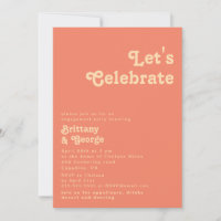 Modern Retro | Coral Let's Celebrate Invitation