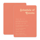 Modern Retro Coral Schedule of Events Rounded Edge