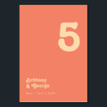 Modern Retro | Coral Table Number<br><div class="desc">This modern retro | coral table number is perfect for your simple vintage, colourful tropical boho summer wedding. Its unique bohemian mid-century font gives this design a classic minimalist groovy hippie vibe. If you're looking for a design that features bright, bold colours for your creative 70's beach wedding, then this...</div>