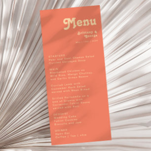Modern Retro   Coral Wedding Dinner Menu