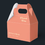 Modern Retro | Coral Wedding Favour Box<br><div class="desc">This modern retro | coral wedding favour box is perfect for your simple vintage, colourful tropical boho summer wedding. Its unique bohemian mid-century font gives this design a classic minimalist groovy hippie vibe. If you're looking for a design that features bright, bold colours for your creative 70's beach wedding, then...</div>