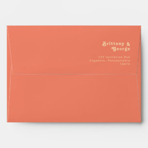 Modern Retro Coral Wedding Invitation Envelope