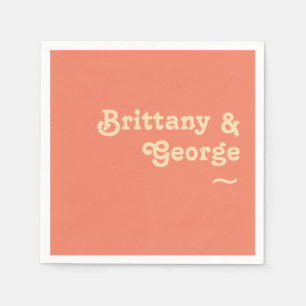 Modern Retro Coral Wedding Napkins