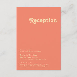 Modern Retro   Coral Wedding Reception Enclosure Card