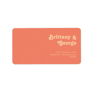 Modern Retro   Coral Wedding RSVP Return Address Label