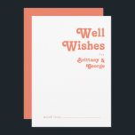 Modern Retro | Coral Wedding Well Wishes Card<br><div class="desc">This modern retro | coral wedding well wishes card is perfect for your simple vintage, colourful tropical boho summer wedding. Its unique bohemian mid-century font gives this design a classic minimalist groovy hippie vibe. If you're looking for a design that features bright, bold colours for your creative 70's beach wedding,...</div>