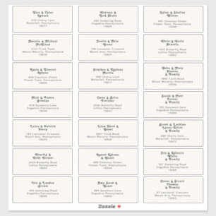 Modern Retro   Cream Wedding Guest Address Labels