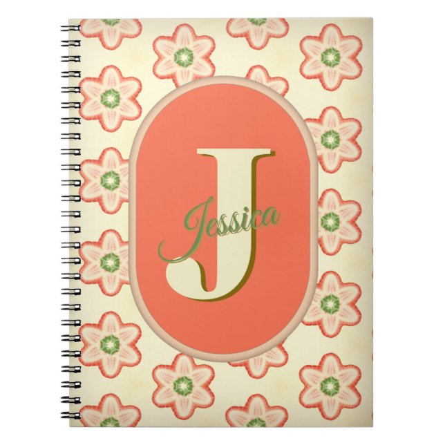 Modern Retro Custom Monogram Notebook  (Front)