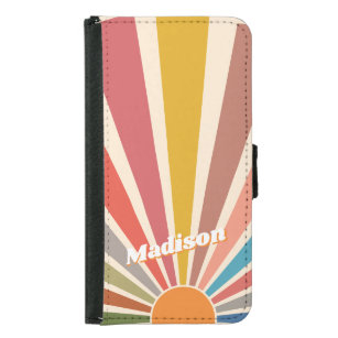 Modern Retro Custom Name Fun Vintage Rainbow Samsung Galaxy S5 Wallet Case