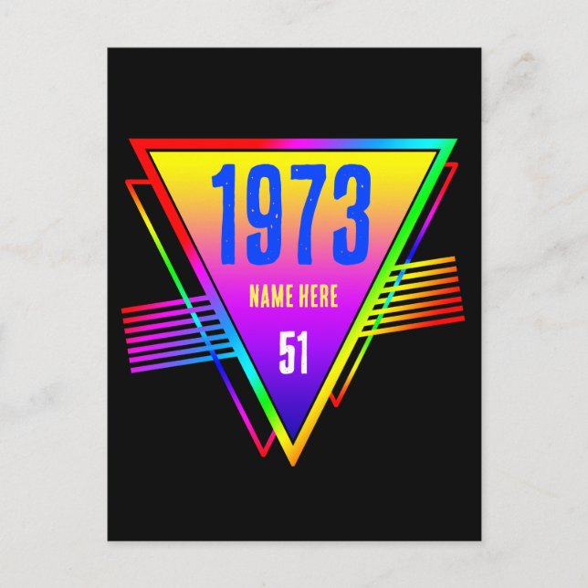 Modern Retro Custom Name Year Age Birthday Gift Postcard (Front)