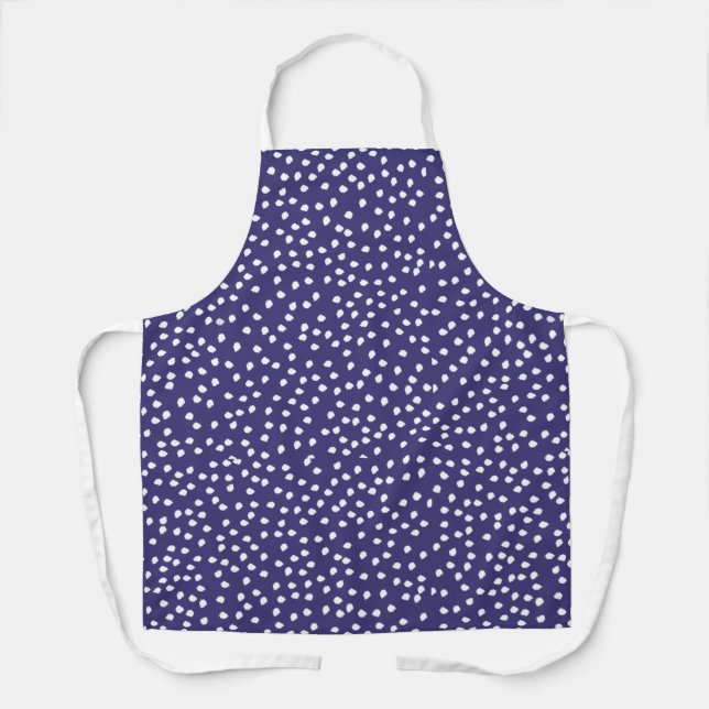 Modern Retro Cute navy blue Polka Dot Apron (Front)