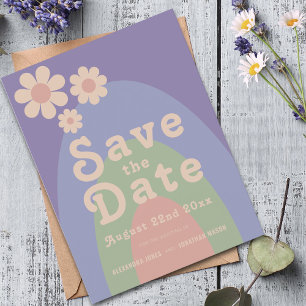 Modern Retro Daisy Arch Wedding Invitation Postcard