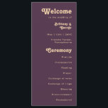 Modern Retro | Dark Purple Cream Wedding Program Programme<br><div class="desc">This modern retro | dark purple wedding program is perfect for your simple vintage, colourful tropical boho summer wedding. Its unique bohemian mid-century font gives this design a classic minimalist groovy hippie vibe. If you're looking for a design that features bright, bold colours for your creative 70's beach wedding, then...</div>